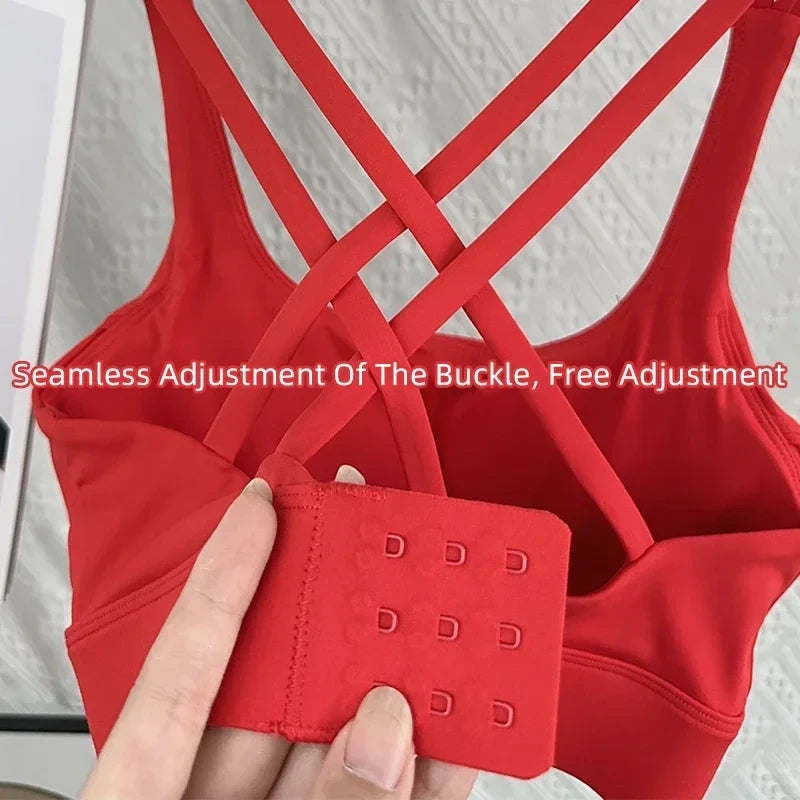 Cross-Back Buckled Sports Bra