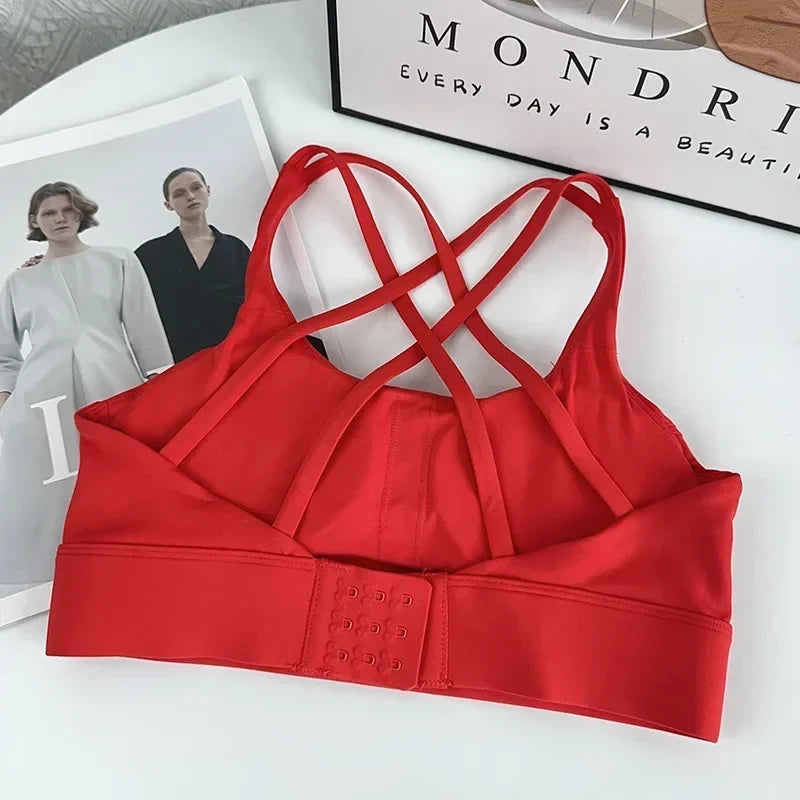 Cross-Back Buckled Sports Bra
