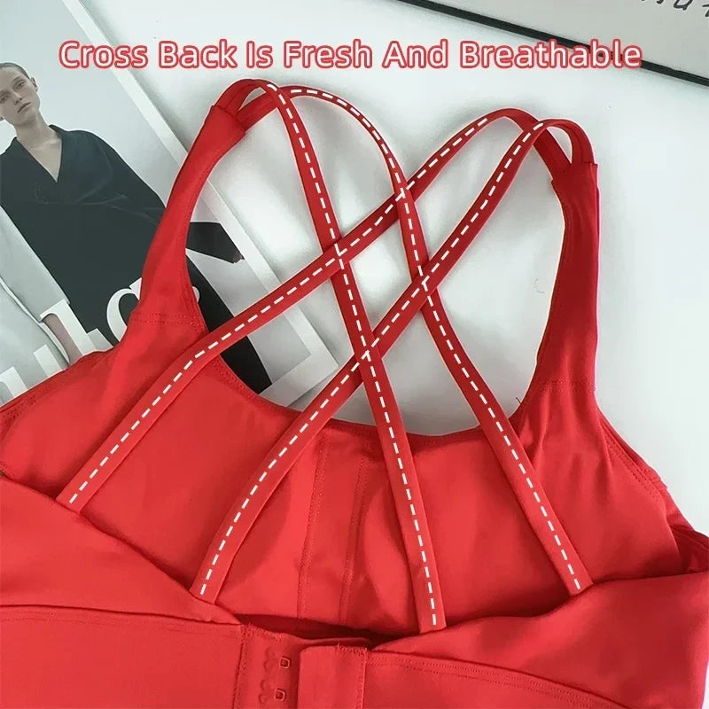 Cross-Back Buckled Sports Bra